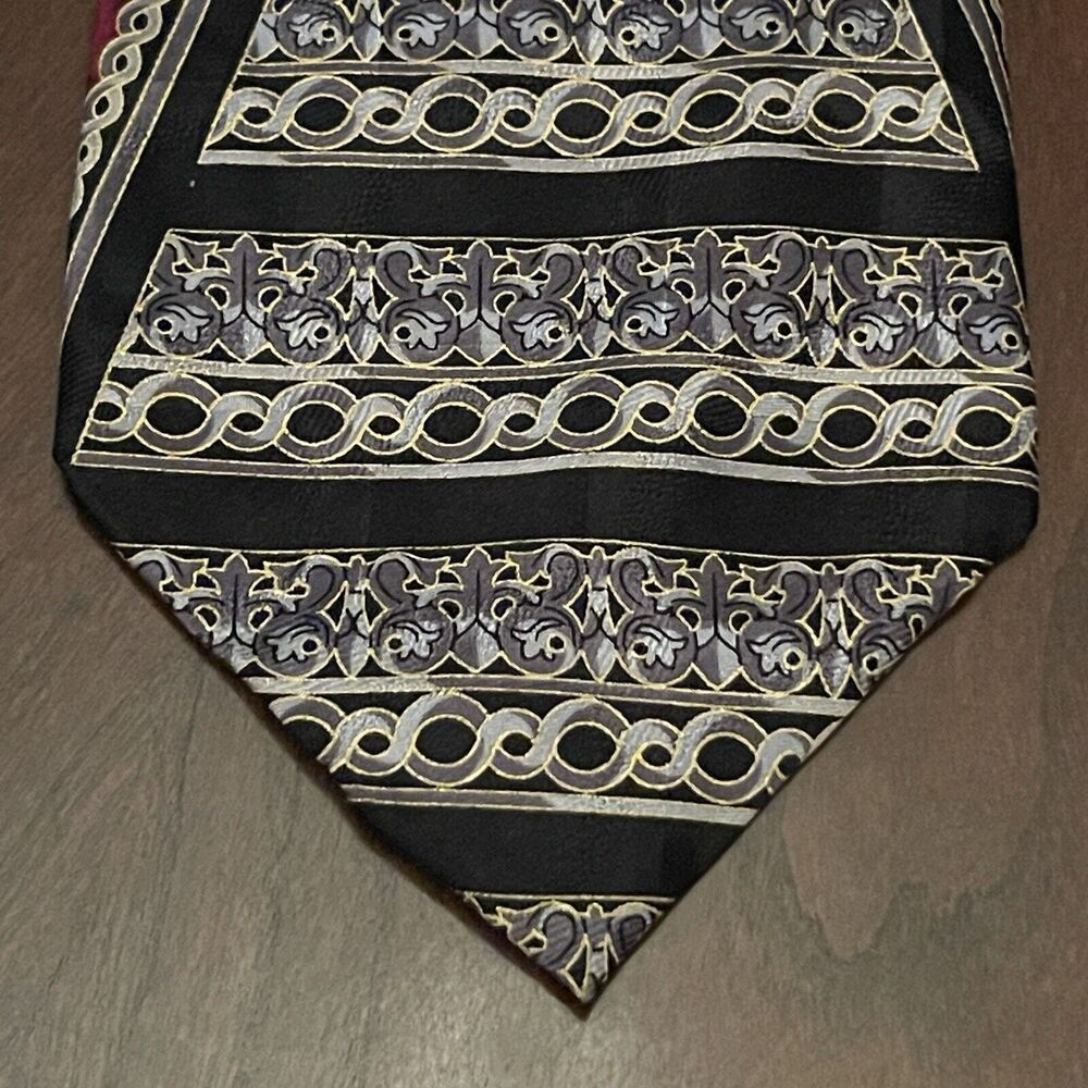 Vintage Bello Uomo Red Gold 100% Silk Men’s Neck Tie Made In Korea